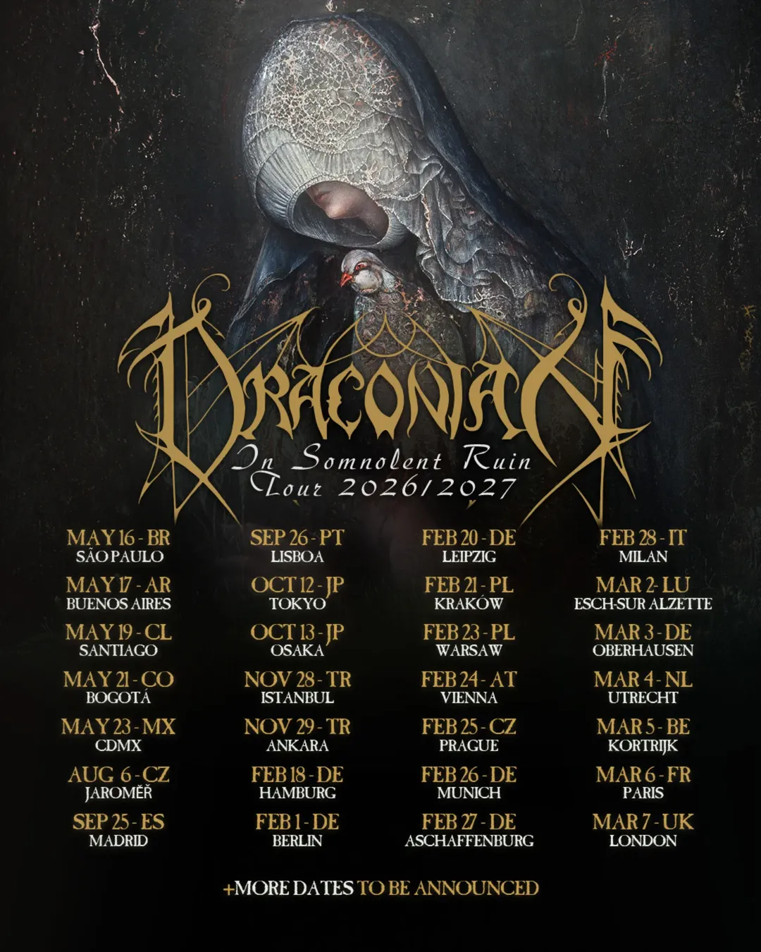 DRACONIAN — In Somnolent Ruin Tour 2026/2027 – Gothic Doom Concert